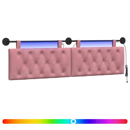 Hangend hoofdbord Met LED-verlichting Roze Fluweel