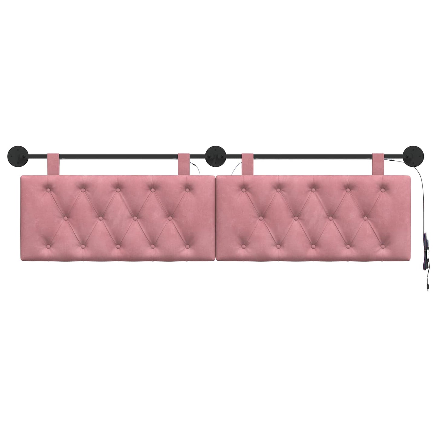 Hangend hoofdbord Met LED-verlichting Roze Fluweel