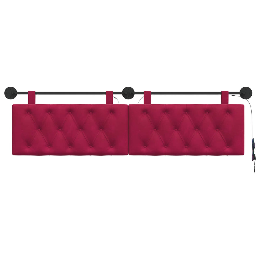 Hangend hoofdbord Met LED-verlichting Wijnrood Fluweel