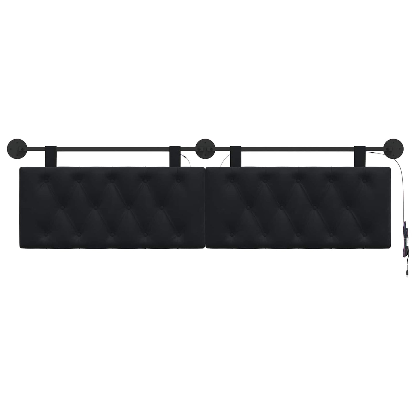 Hangend hoofdbord Met LED-verlichting Zwart Fluweel