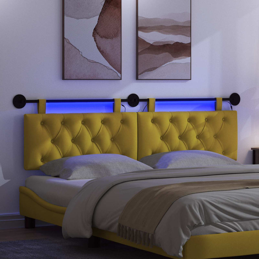 Hangend hoofdbord Met LED-verlichting Geel Fluweel