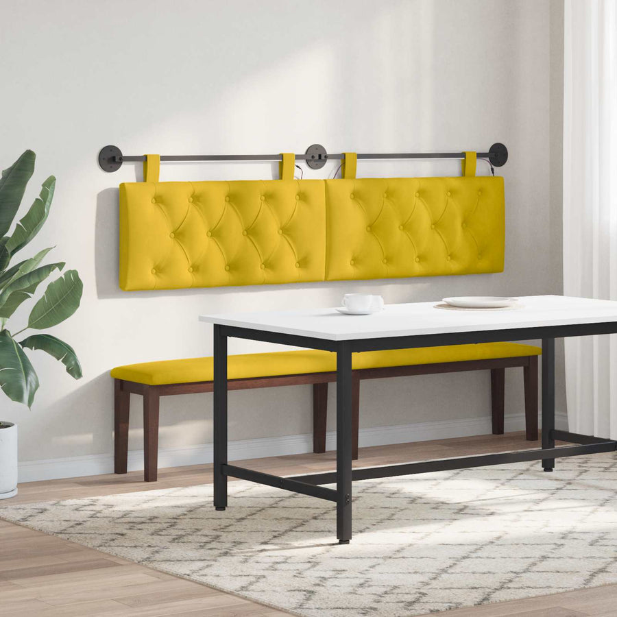 Hangend hoofdbord Met LED-verlichting Geel Fluweel