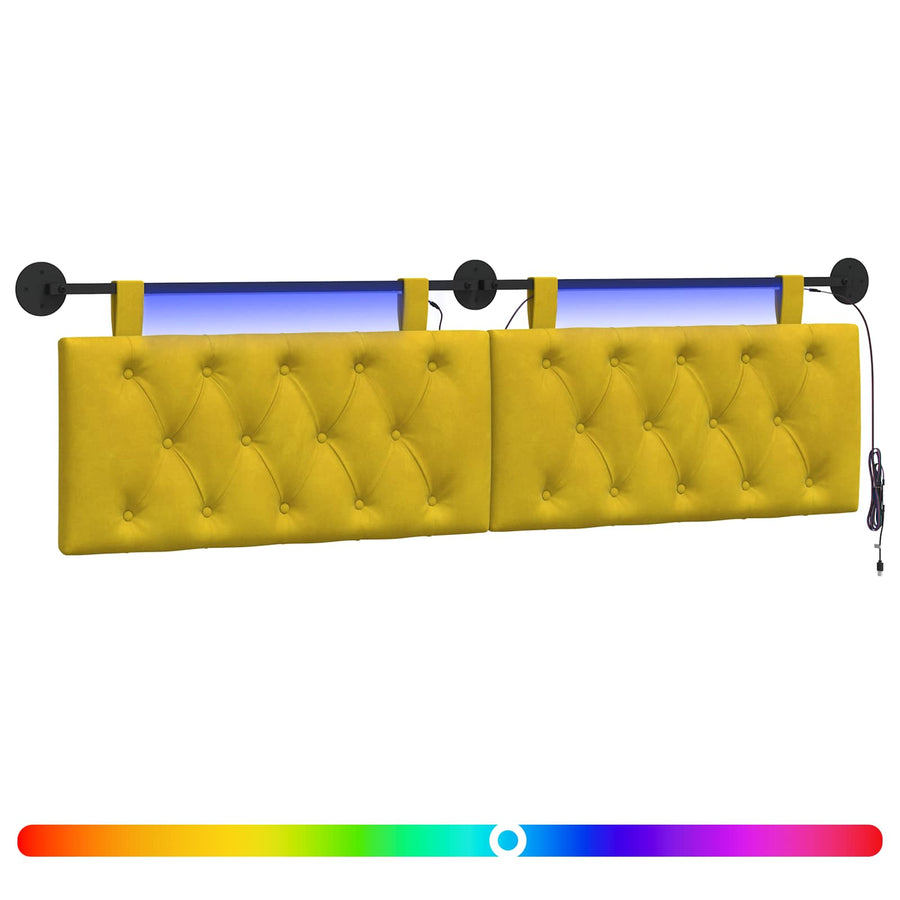 Hangend hoofdbord Met LED-verlichting Geel Fluweel