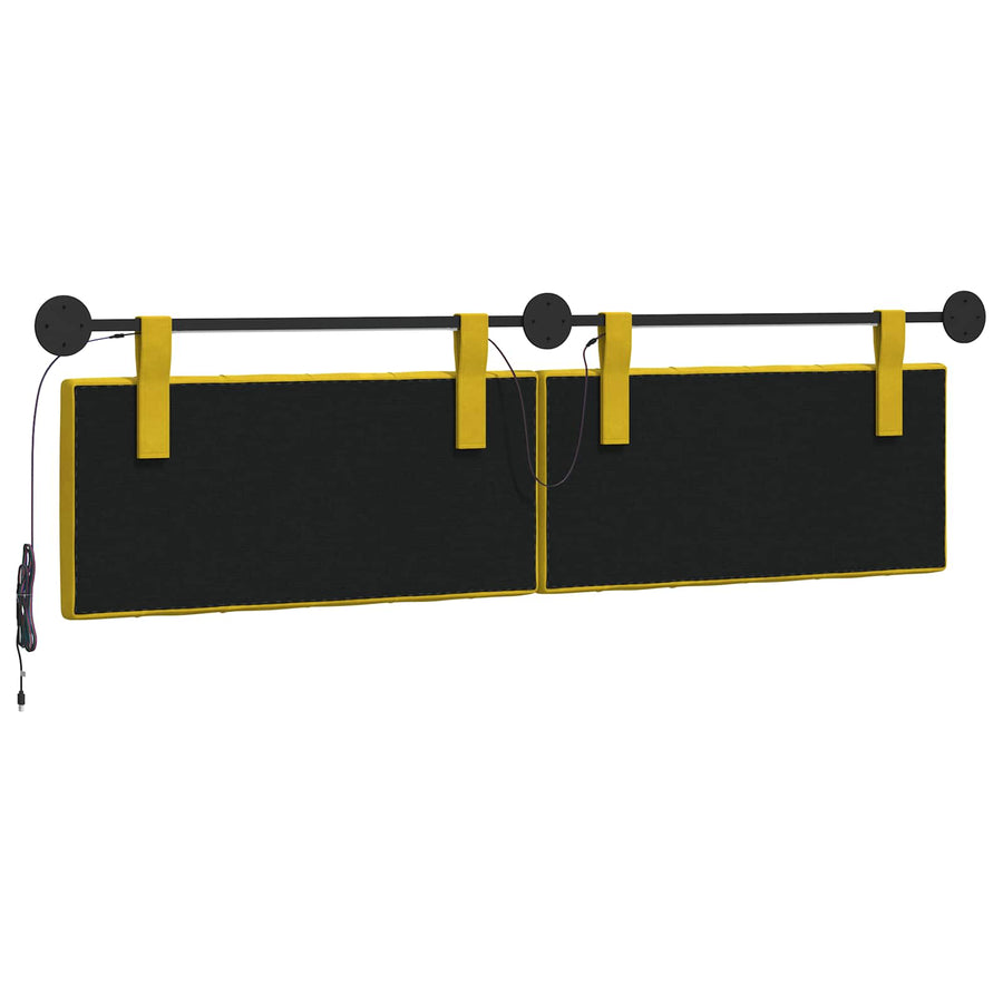 Hangend hoofdbord Met LED-verlichting Geel Fluweel