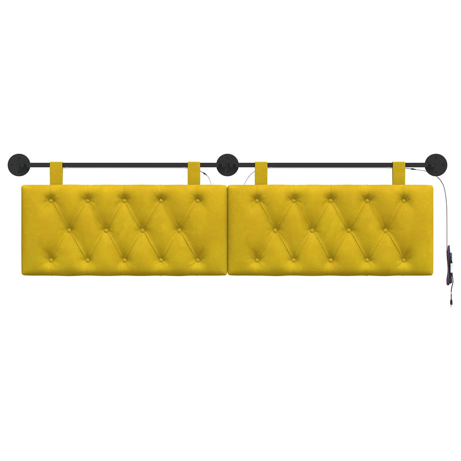 Hangend hoofdbord Met LED-verlichting Geel Fluweel