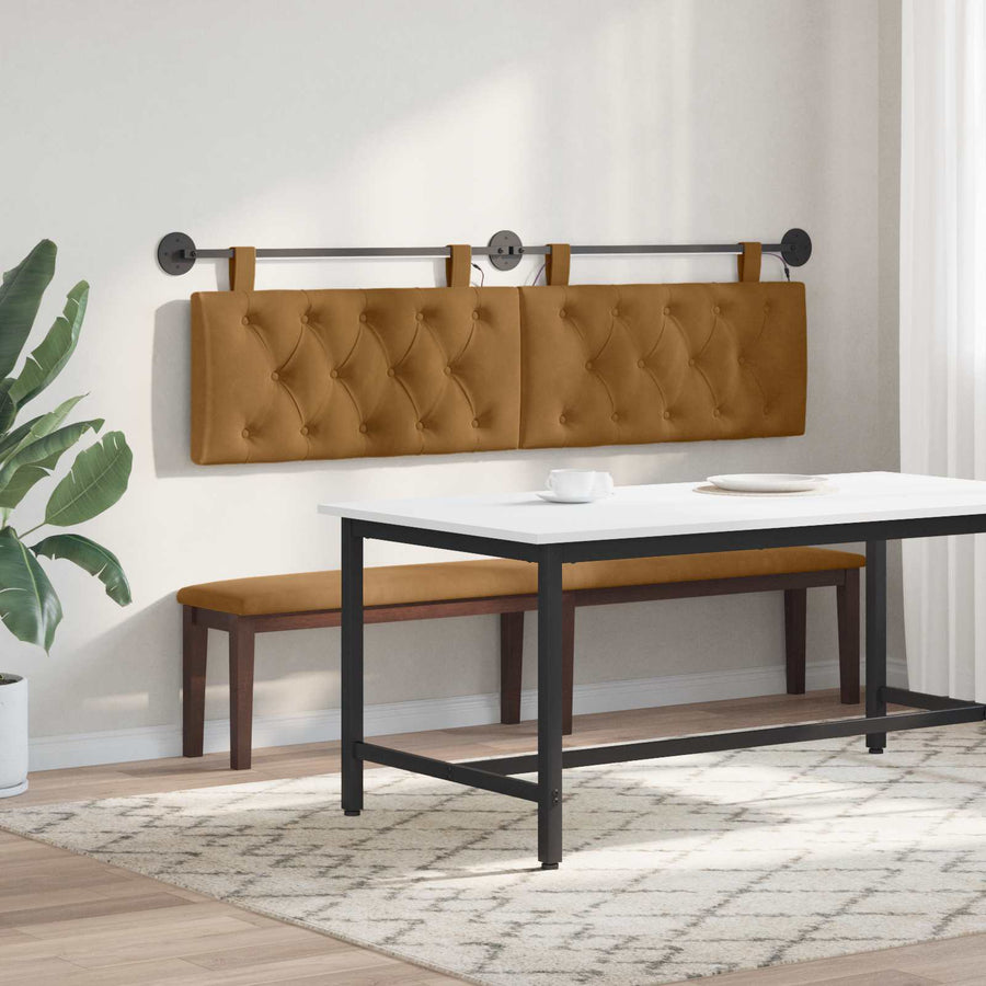 Hangend hoofdbord Met LED-verlichting Bruin Fluweel