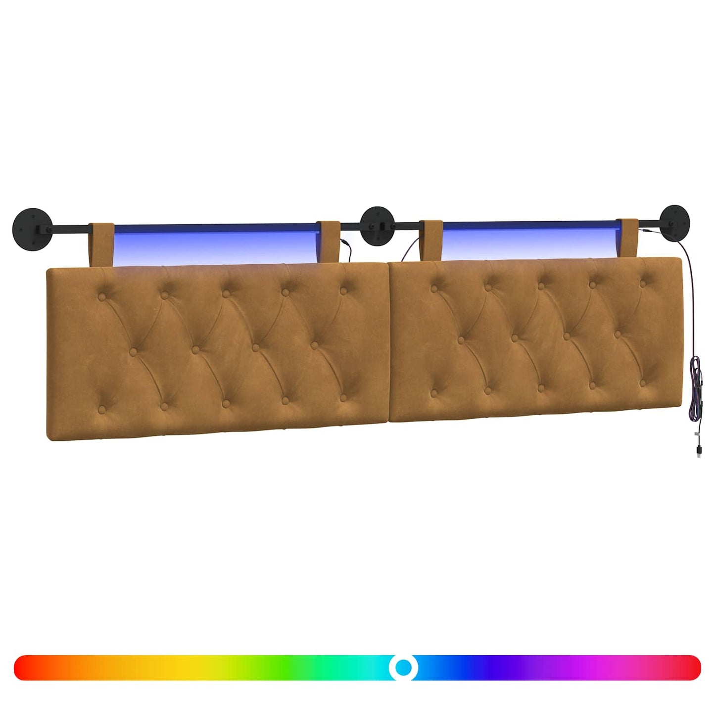 Hangend hoofdbord Met LED-verlichting Bruin Fluweel