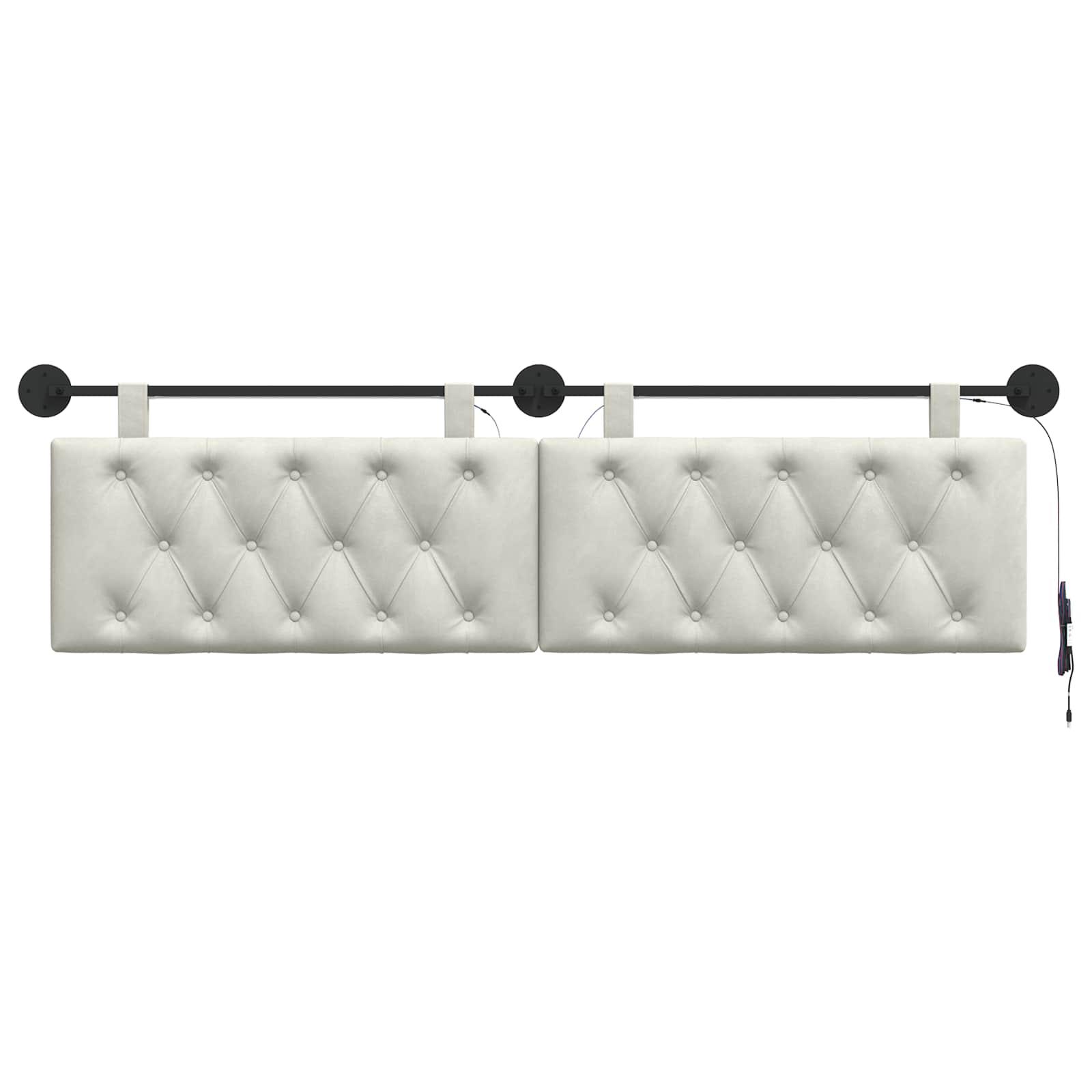 Hangend hoofdbord Met LED-verlichting Crèmekleurig Fluweel