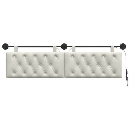 Hangend hoofdbord Met LED-verlichting Crèmekleurig Fluweel