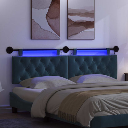 Hangend hoofdbord Met LED-verlichting Blauw Fluweel