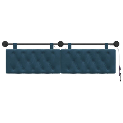 Hangend hoofdbord Met LED-verlichting Blauw Fluweel