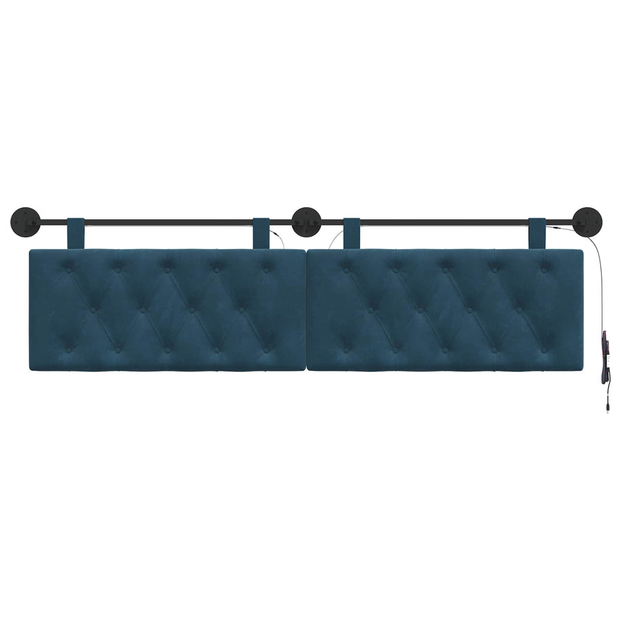 Hangend hoofdbord Met LED-verlichting Blauw Fluweel