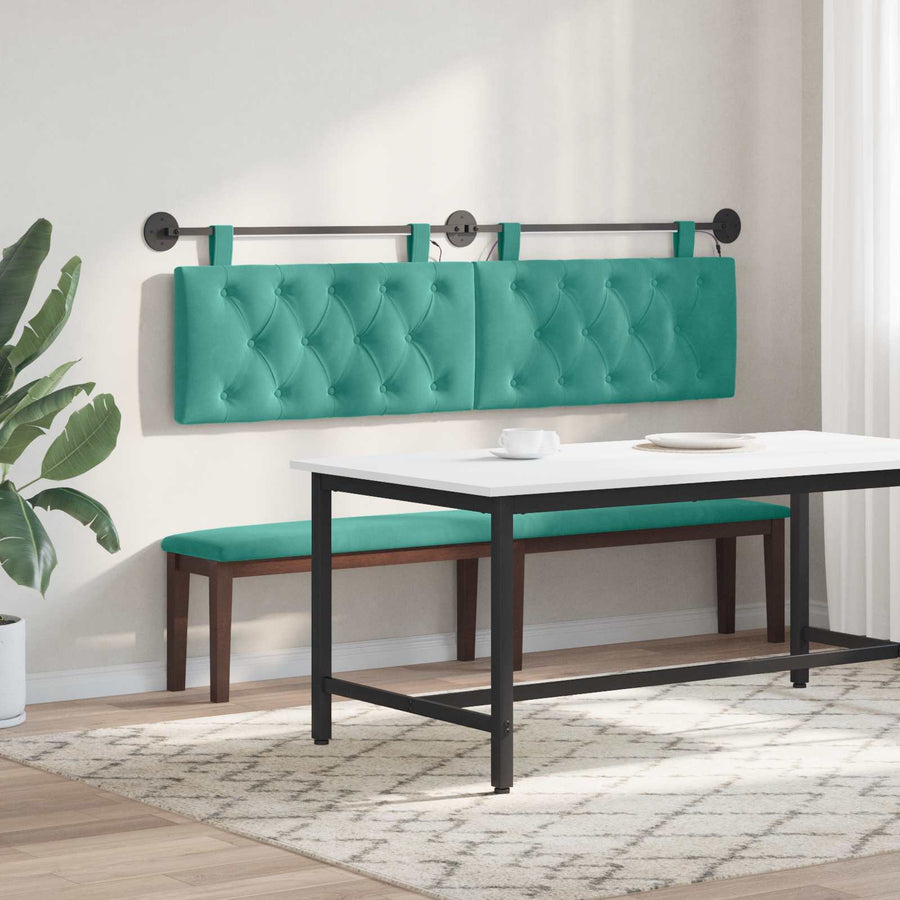 Hangend hoofdbord Met LED-verlichting Turquoise Fluweel