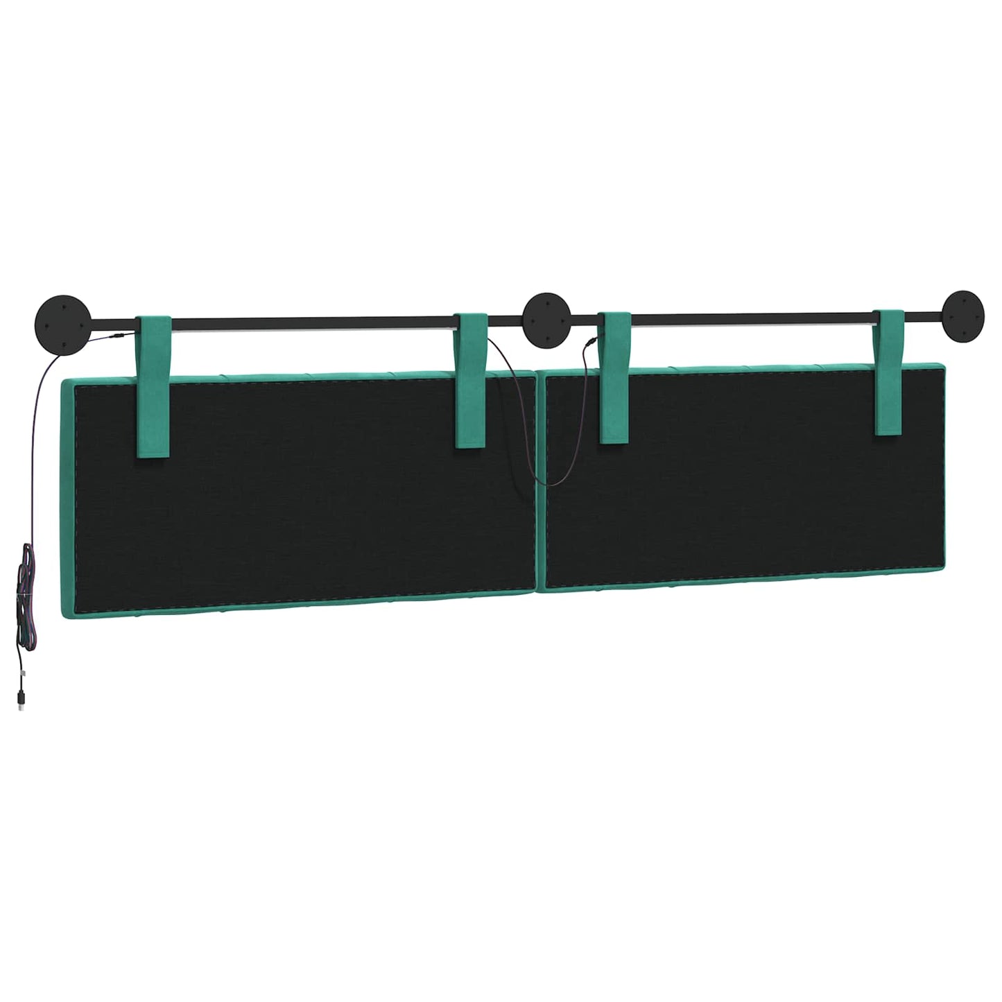 Hangend hoofdbord Met LED-verlichting Turquoise Fluweel