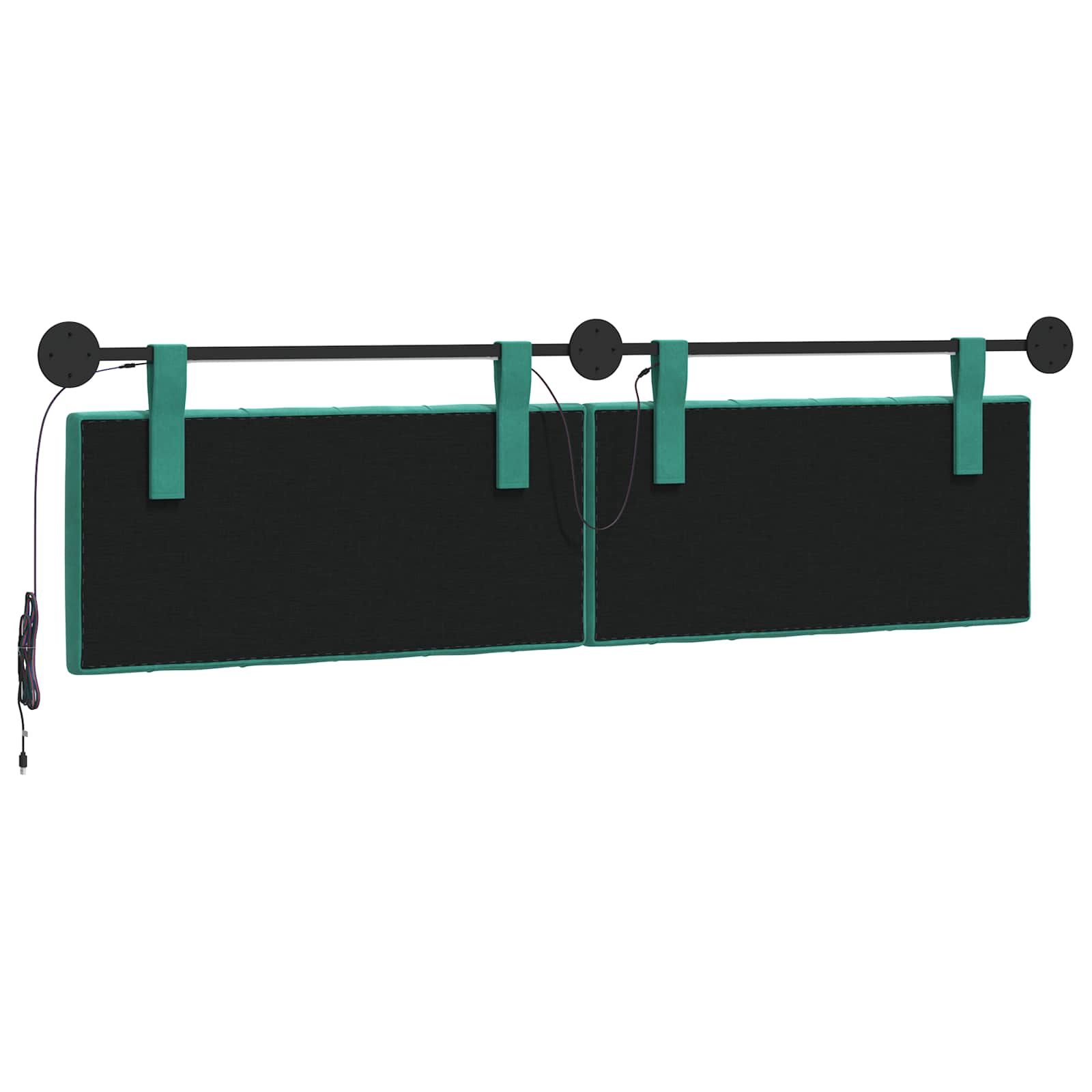 Hangend hoofdbord Met LED-verlichting Turquoise Fluweel