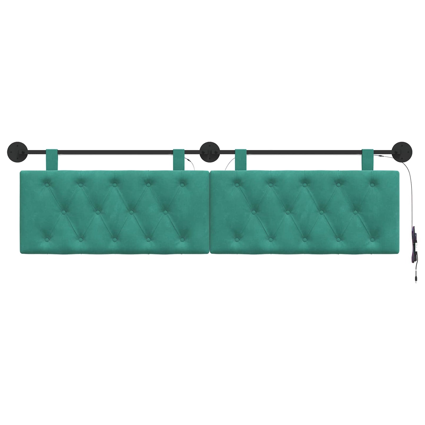 Hangend hoofdbord Met LED-verlichting Turquoise Fluweel