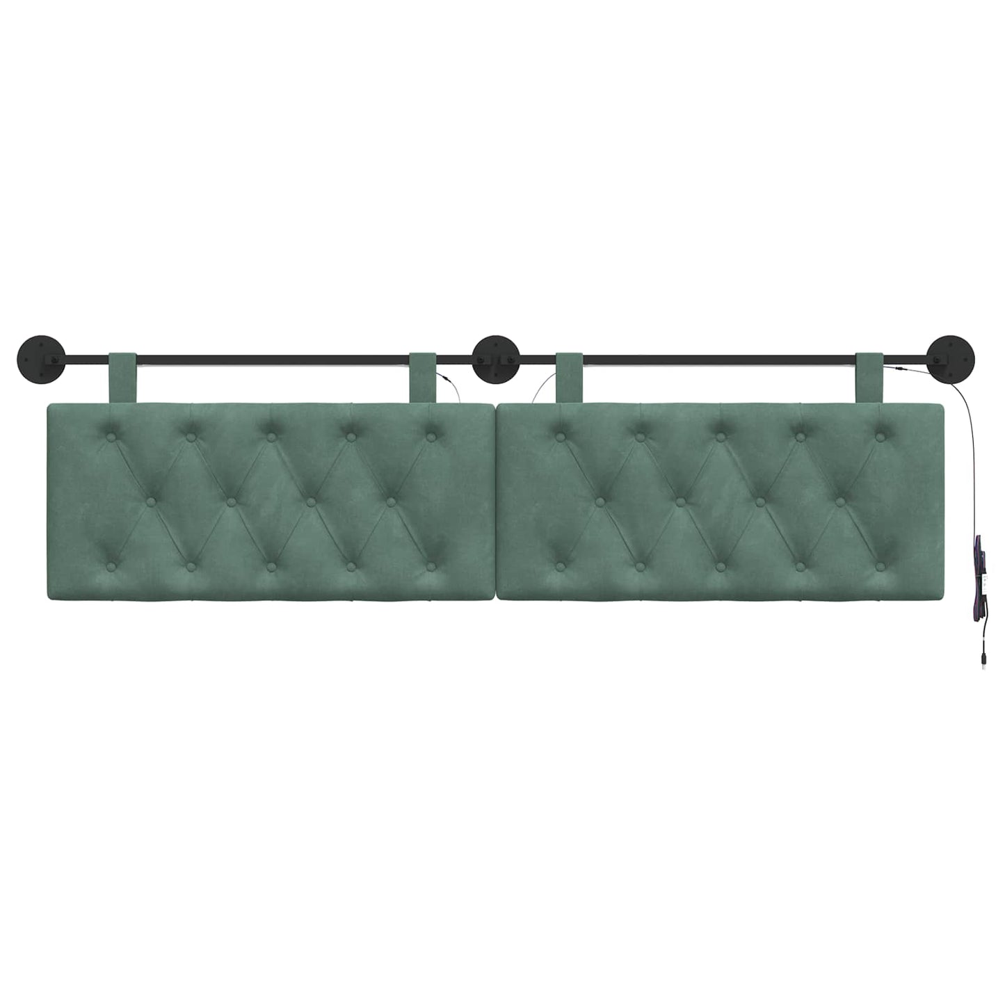 Hangend hoofdbord Met LED-verlichting Zeegroen Fluweel