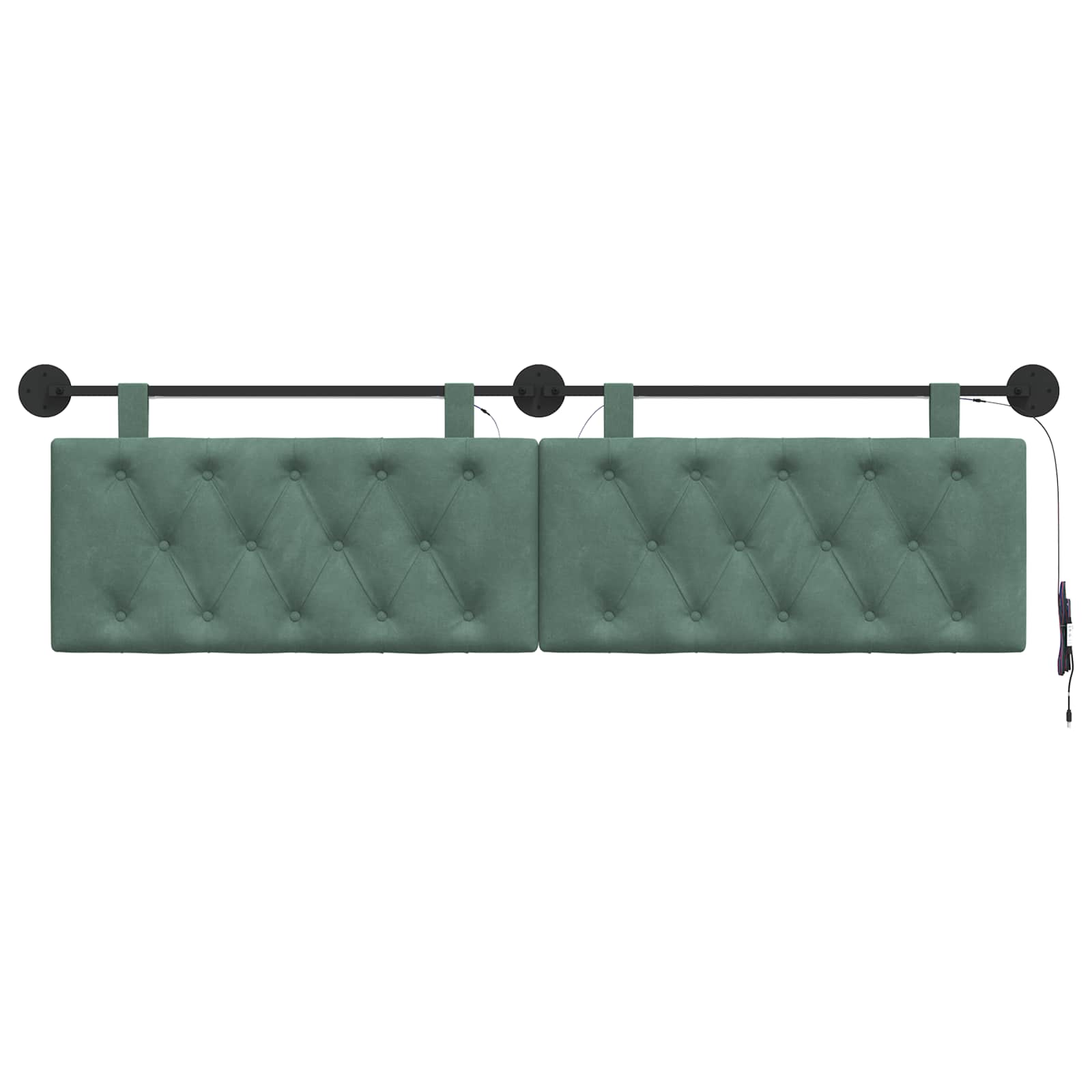 Hangend hoofdbord Met LED-verlichting Zeegroen Fluweel