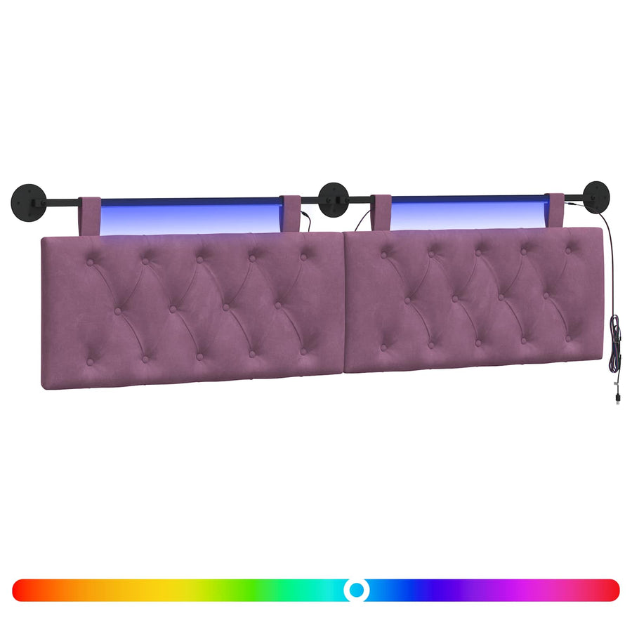 Hangend hoofdbord Met LED-verlichting Paars Fluweel