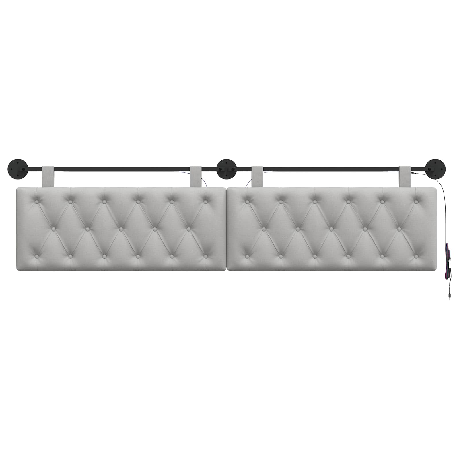 Hangend hoofdbord Met LED-verlichting Wolkengrijs Stof