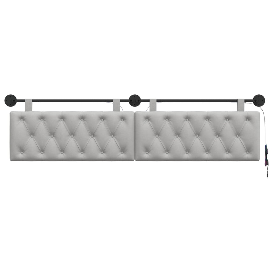 Hangend hoofdbord Met LED-verlichting Wolkengrijs Stof