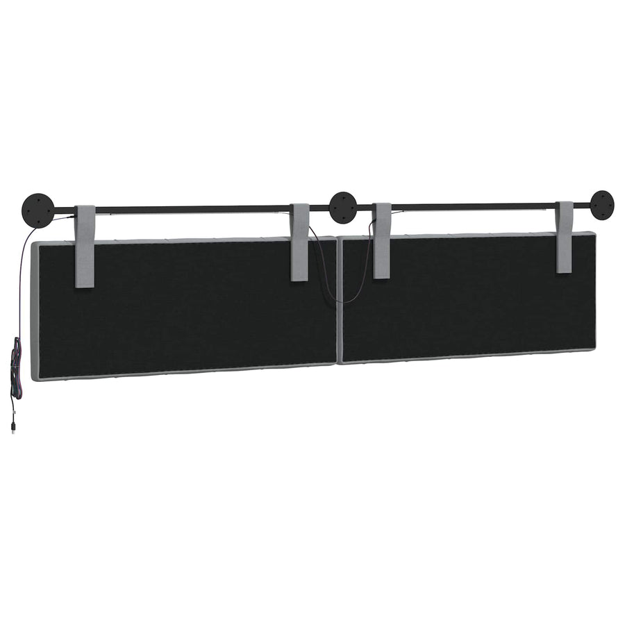 Hangend hoofdbord Met LED-verlichting Lichtgrijs Stof