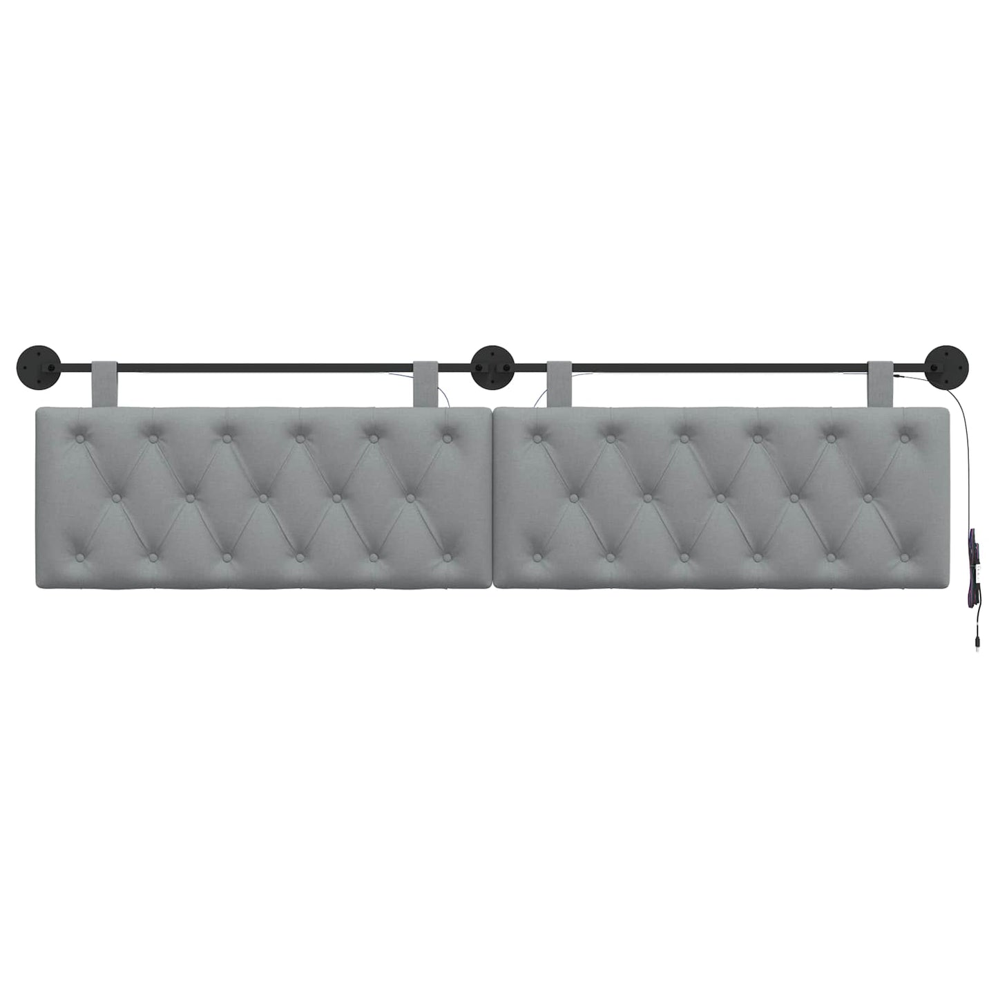 Hangend hoofdbord Met LED-verlichting Lichtgrijs Stof