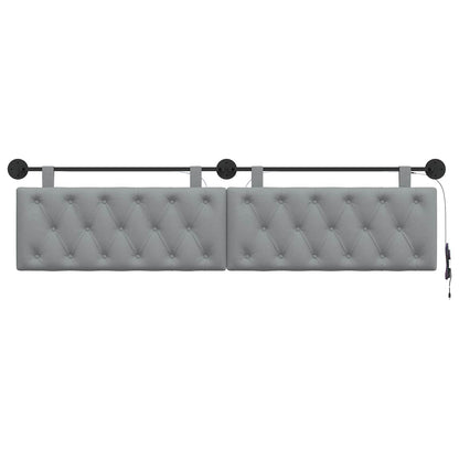 Hangend hoofdbord Met LED-verlichting Lichtgrijs Stof