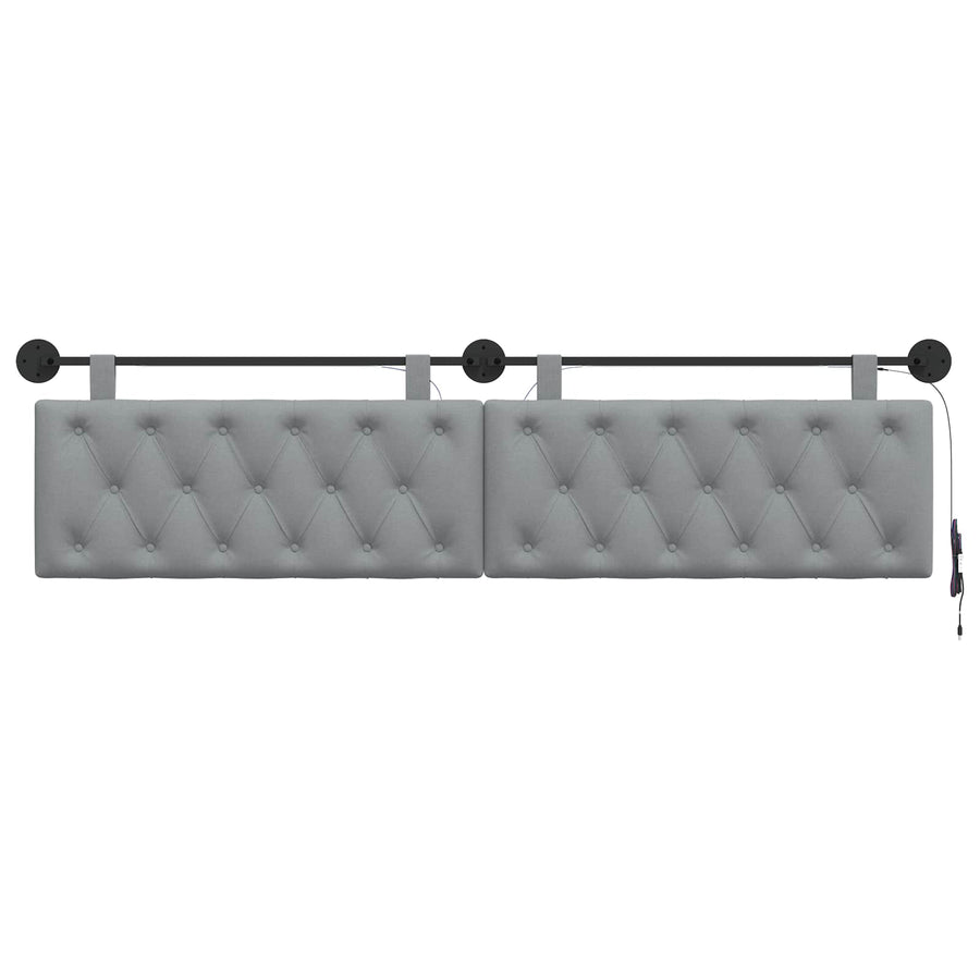 Hangend hoofdbord Met LED-verlichting Lichtgrijs Stof