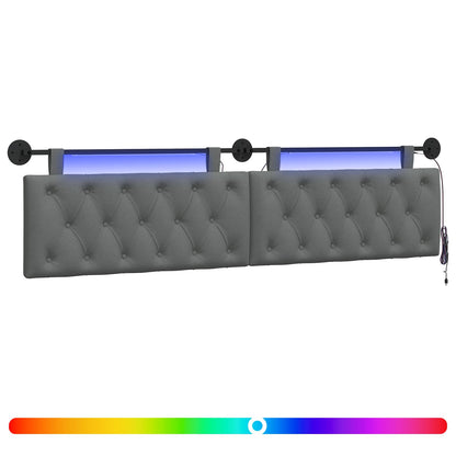 Hangend hoofdbord Met LED-verlichting Donkergrijs Stof