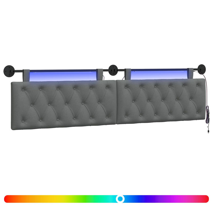 Hangend hoofdbord Met LED-verlichting Donkergrijs Stof