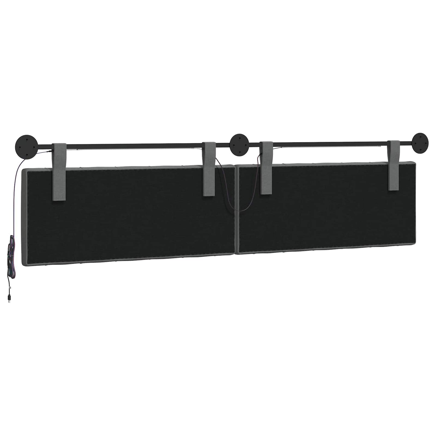 Hangend hoofdbord Met LED-verlichting Donkergrijs Stof