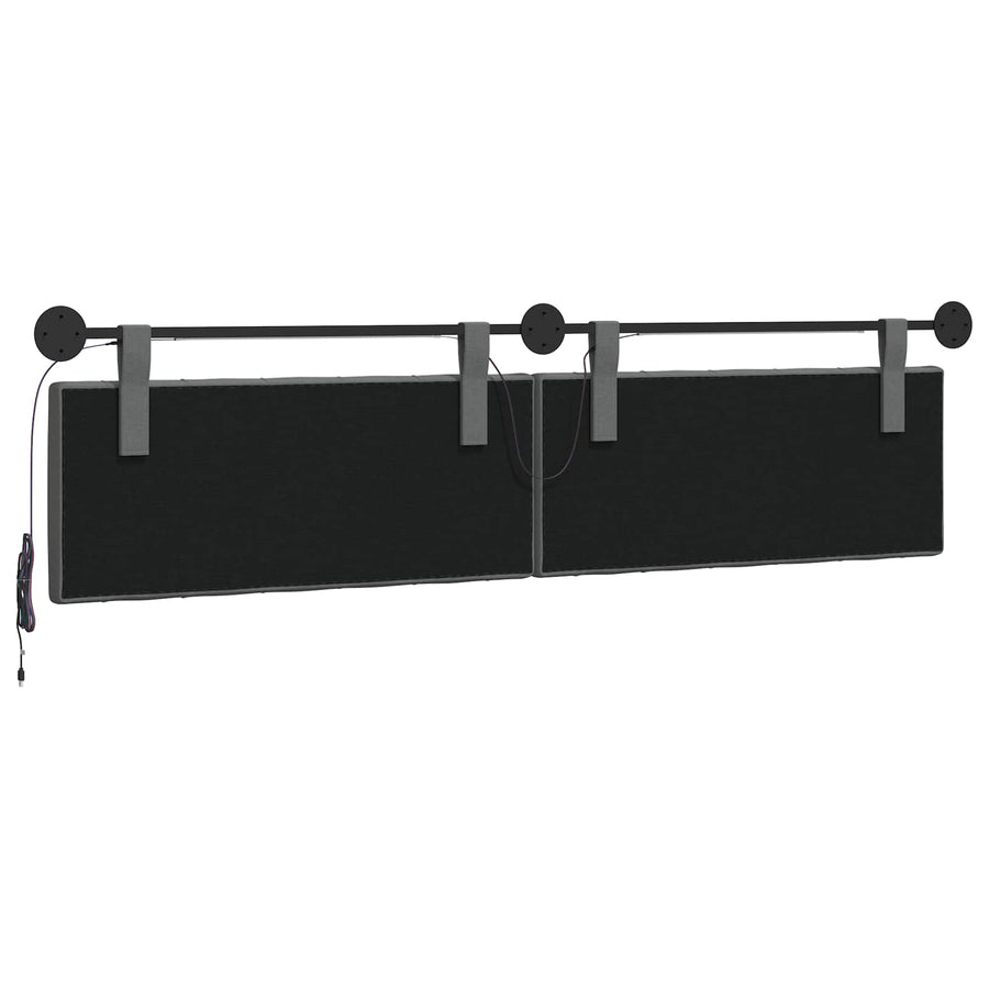 Hangend hoofdbord Met LED-verlichting Donkergrijs Stof