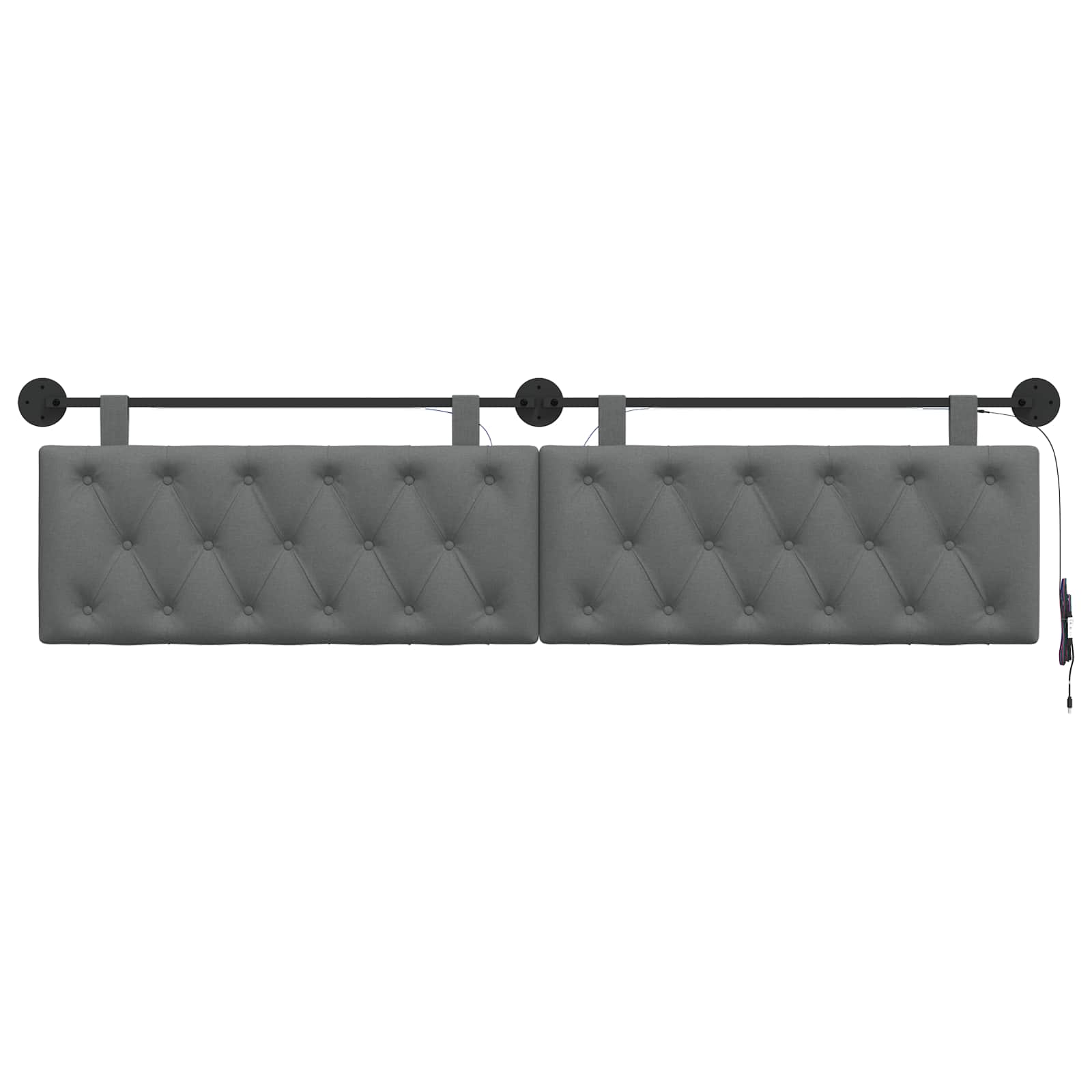 Hangend hoofdbord Met LED-verlichting Donkergrijs Stof