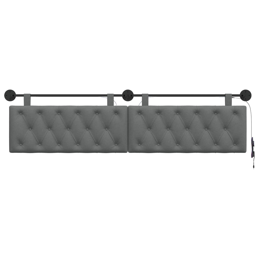 Hangend hoofdbord Met LED-verlichting Donkergrijs Stof