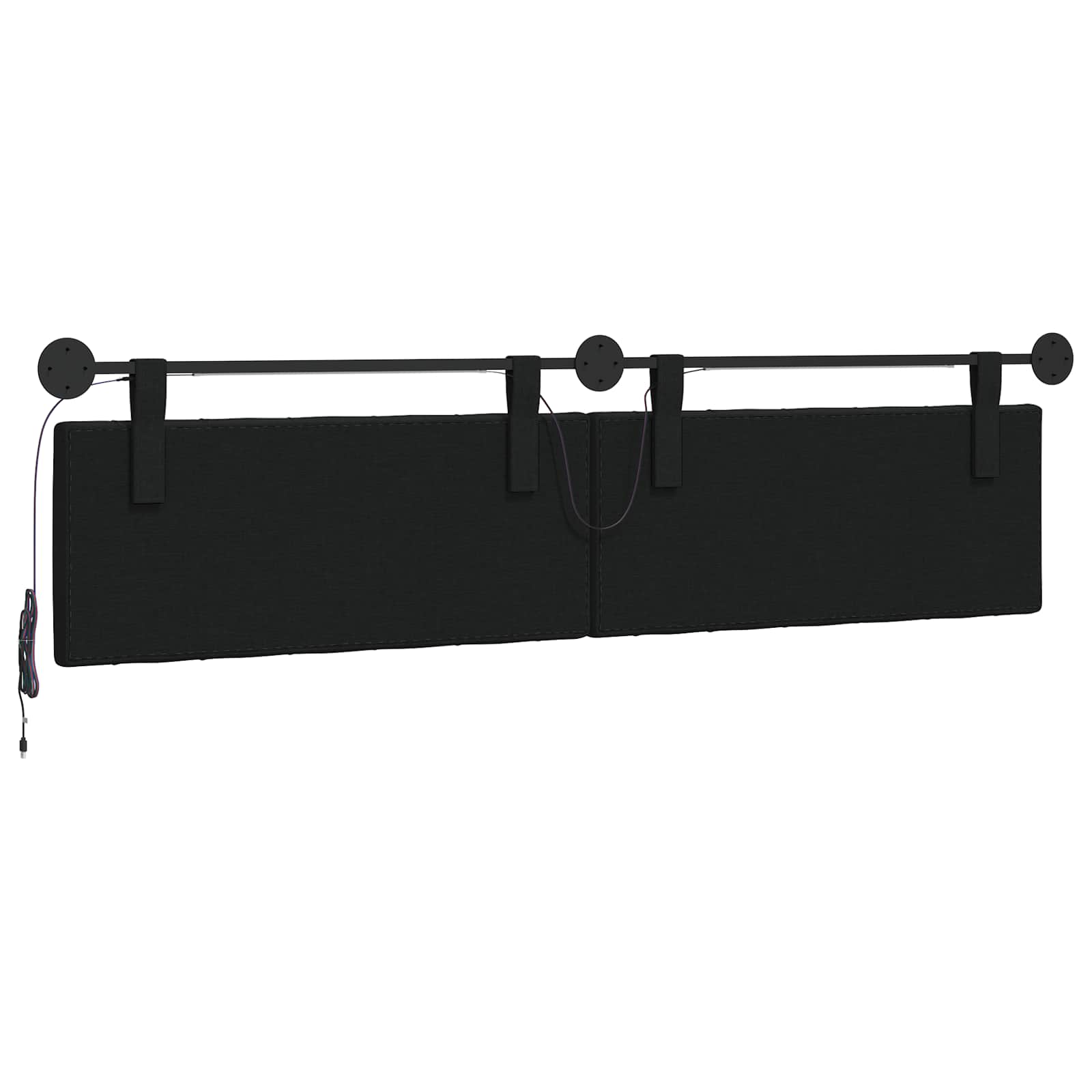 Hangend hoofdbord Met LED-verlichting Zwart Stof