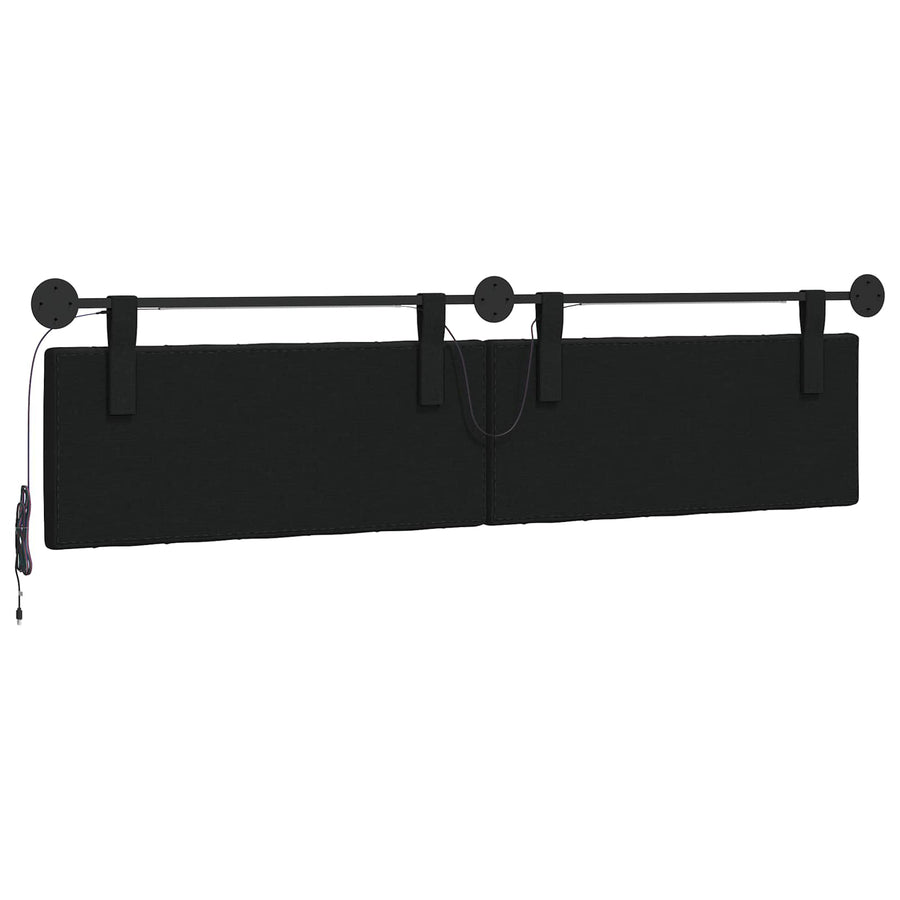 Hangend hoofdbord Met LED-verlichting Zwart Stof