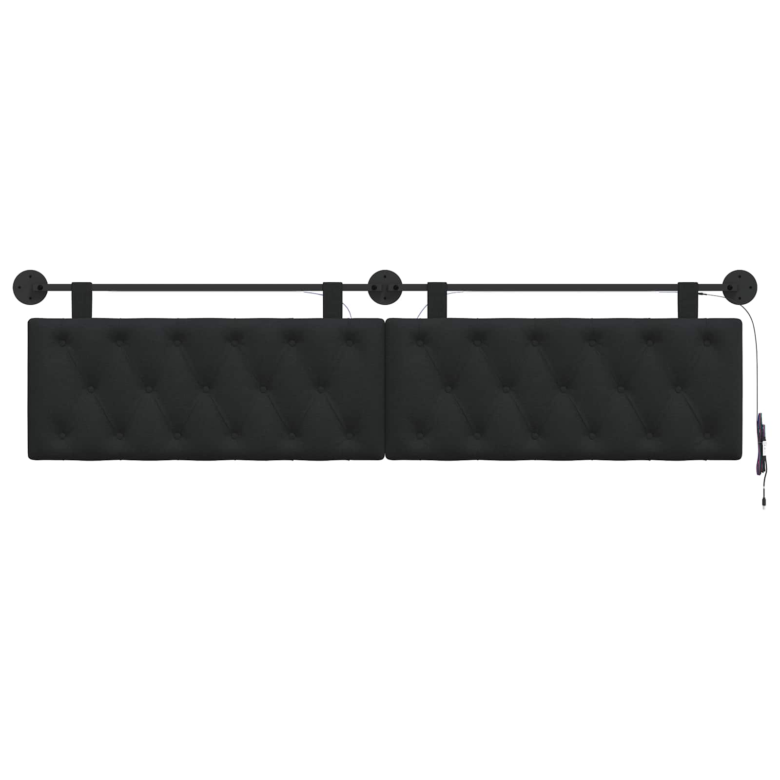 Hangend hoofdbord Met LED-verlichting Zwart Stof