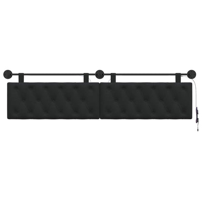 Hangend hoofdbord Met LED-verlichting Zwart Stof