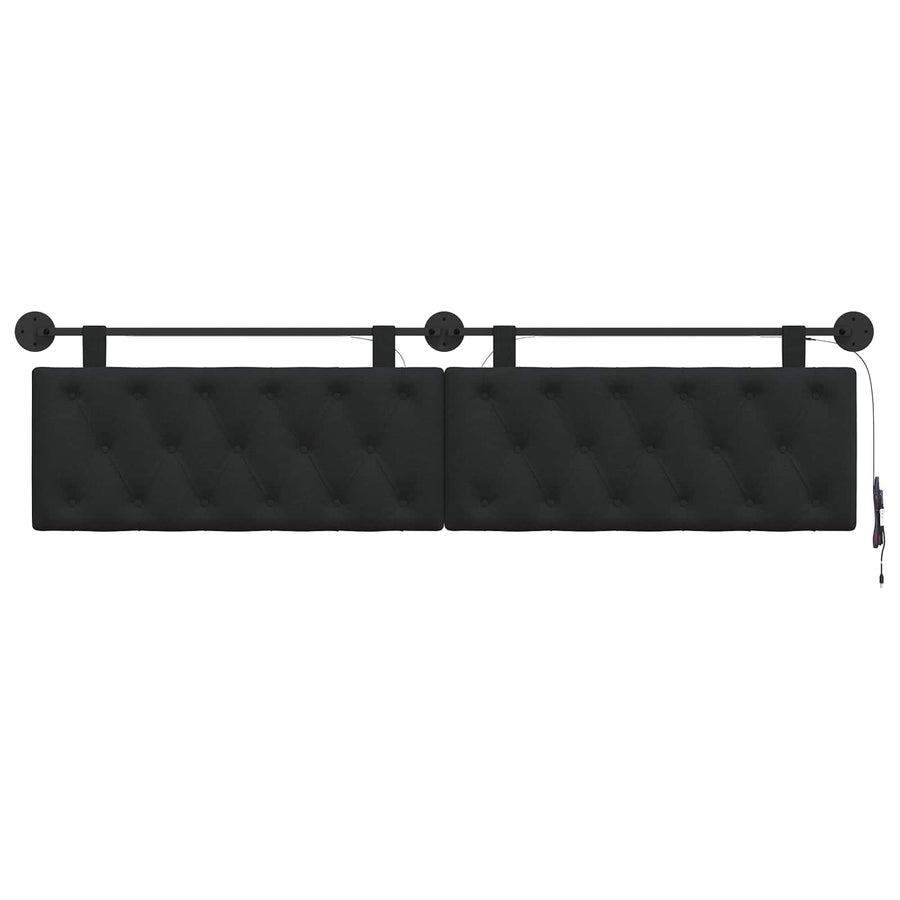 Hangend hoofdbord Met LED-verlichting Zwart Stof