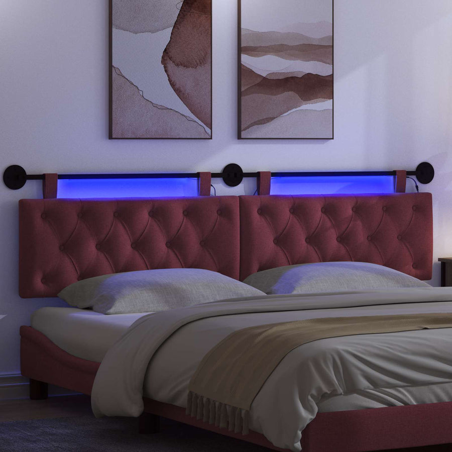 Hangend hoofdbord Met LED-verlichting Wijnrood Stof