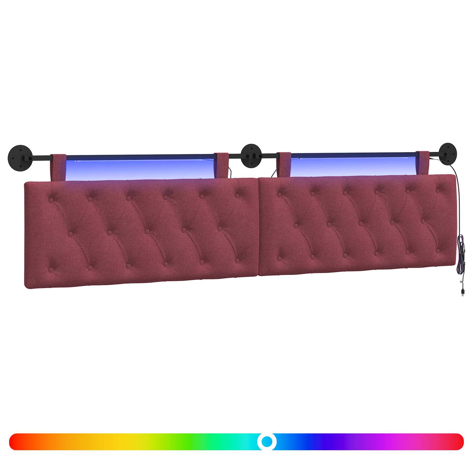 Hangend hoofdbord Met LED-verlichting Wijnrood Stof