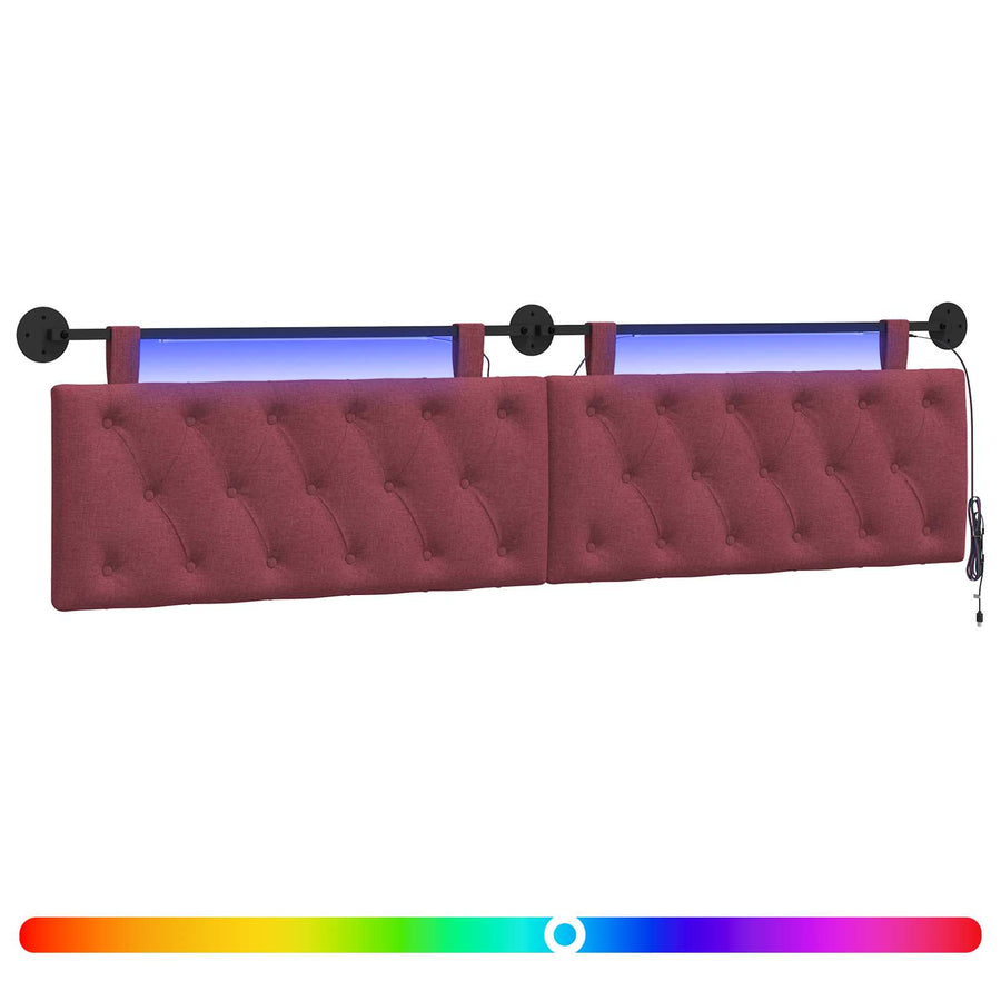 Hangend hoofdbord Met LED-verlichting Wijnrood Stof