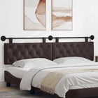 Wall-mounted Headboard With LED Lighting Dark Brown Fabric