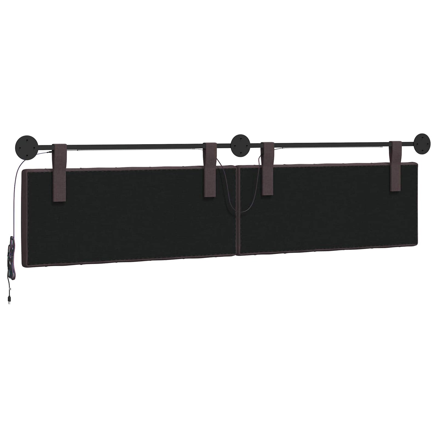Hangend hoofdbord Met LED-verlichting Donkerbruin Stof