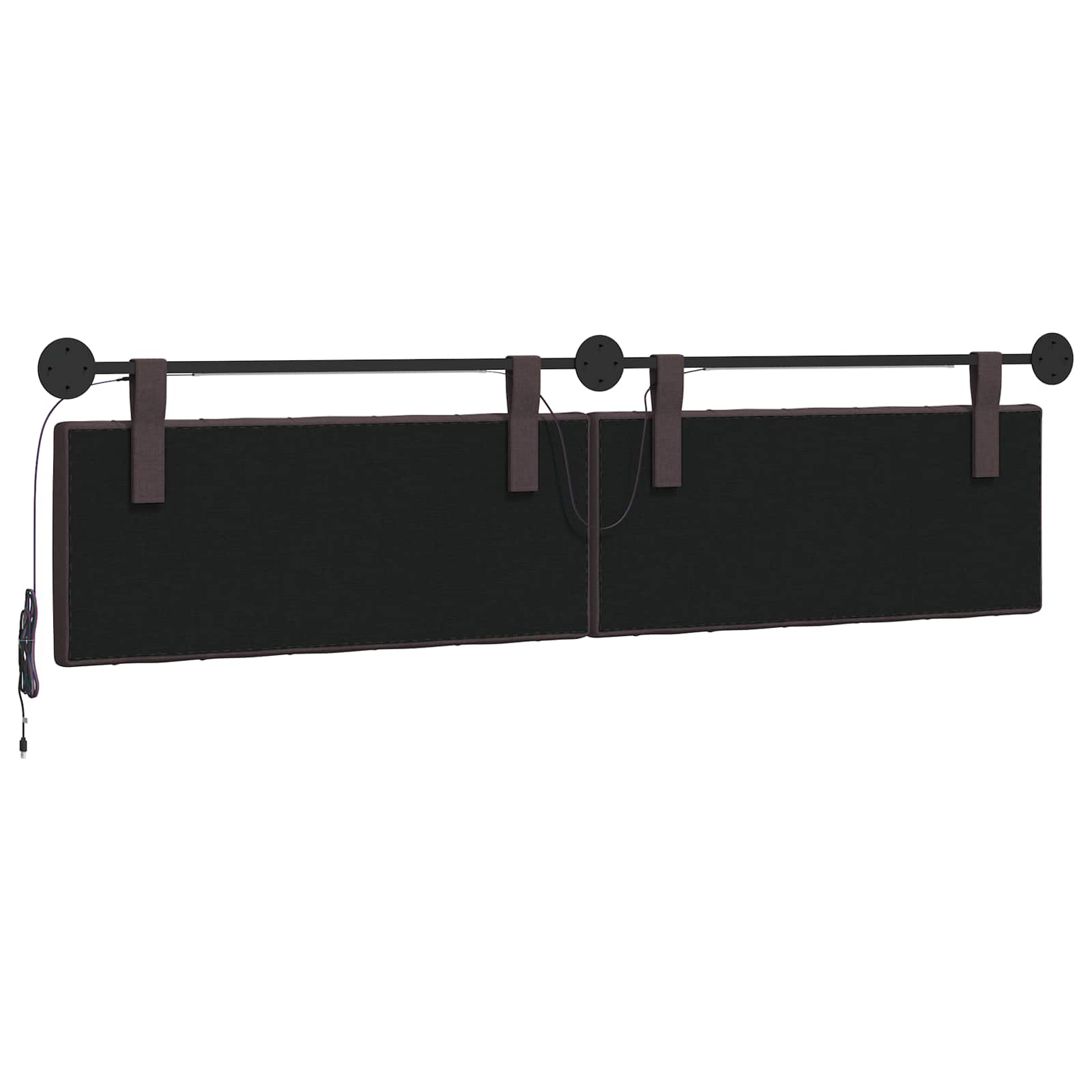 Hangend hoofdbord Met LED-verlichting Donkerbruin Stof