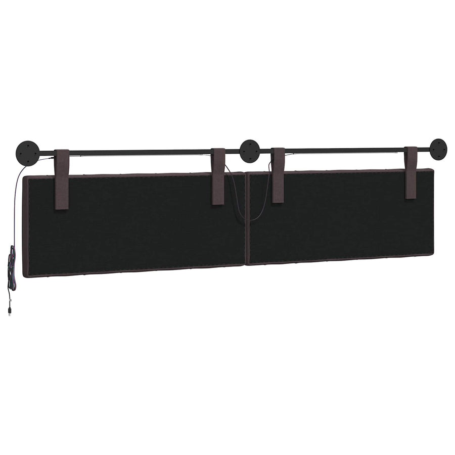 Hangend hoofdbord Met LED-verlichting Donkerbruin Stof