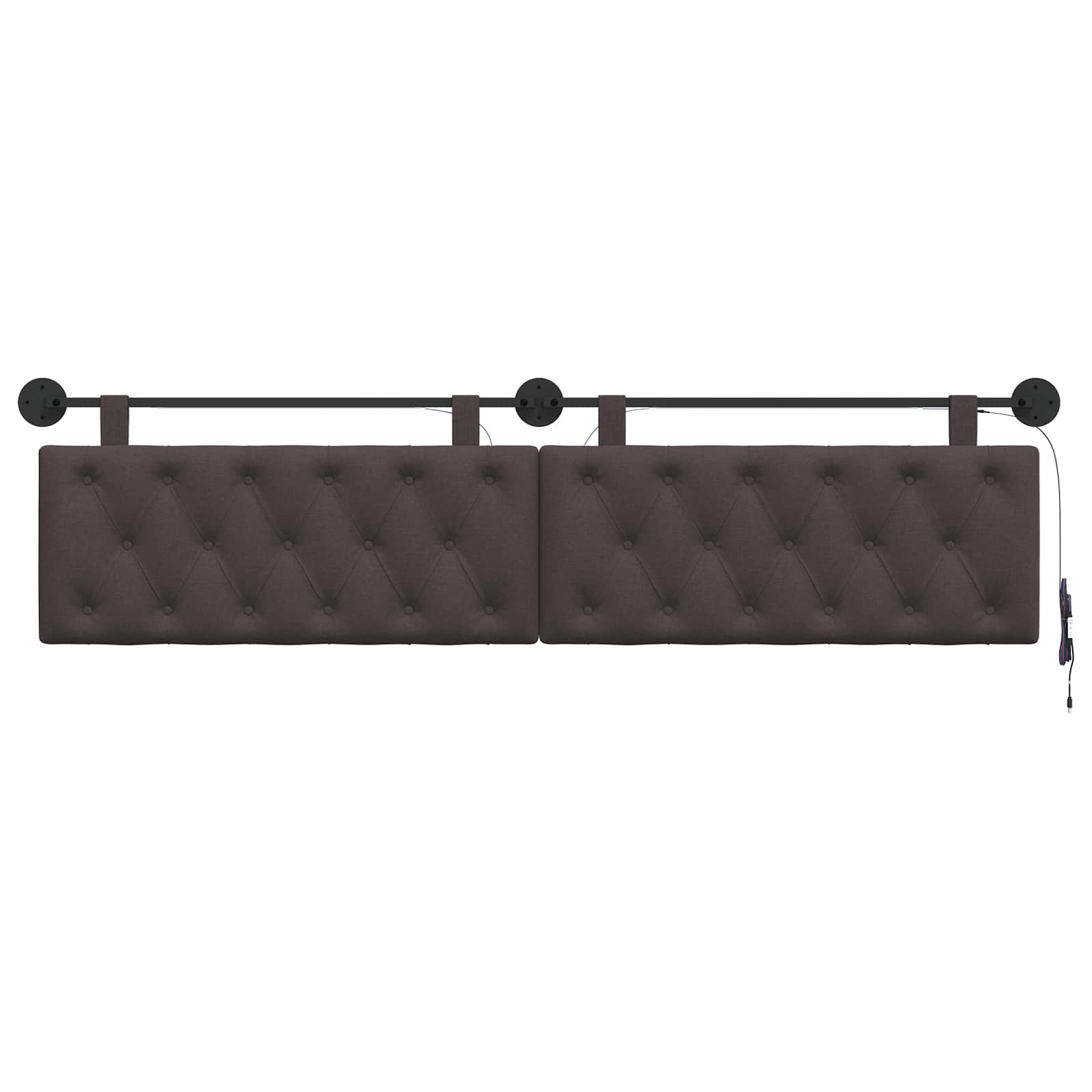 Hangend hoofdbord Met LED-verlichting Donkerbruin Stof