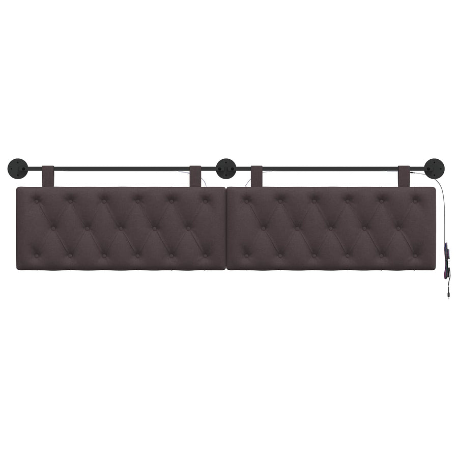 Hangend hoofdbord Met LED-verlichting Donkerbruin Stof