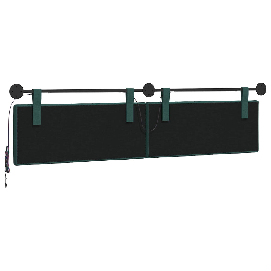Hangend hoofdbord Met LED-verlichting Donkergroen Stof